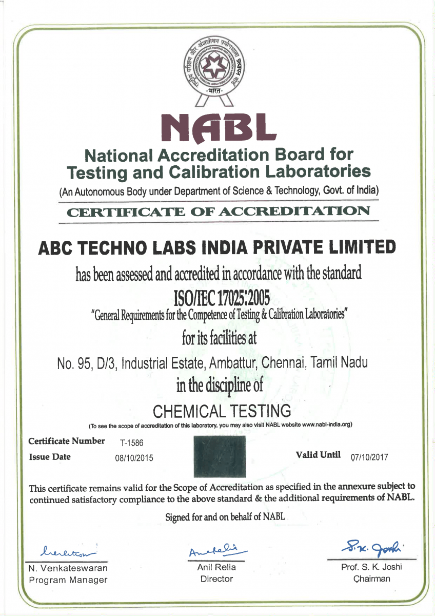 ABC Techno Lab NABET accredited consultant in India